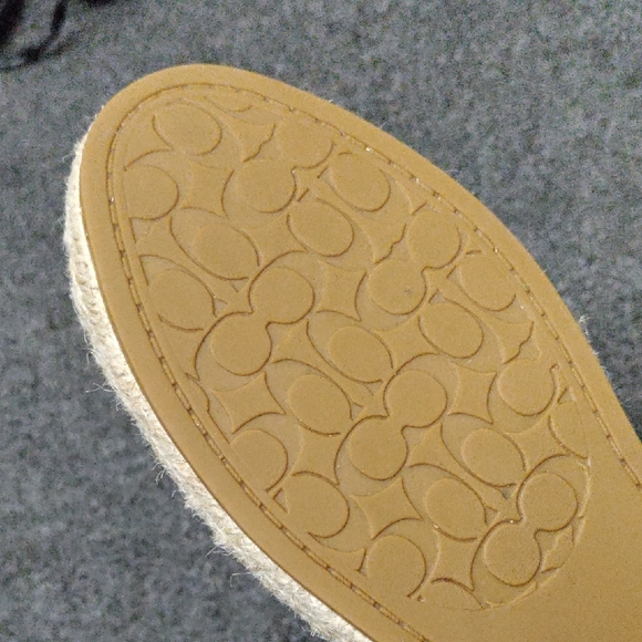 Coach "Carley" Signature Black Leather Espadrille Flats #C6763 - Picture 8 of 12